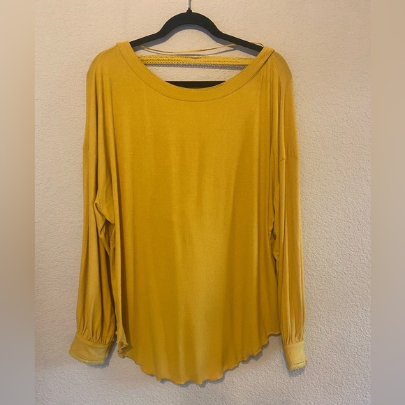 Free People Shimmy Shake Top Untamed Gold Small Long Sleeve Open Back Boho - Picture 4 of 10